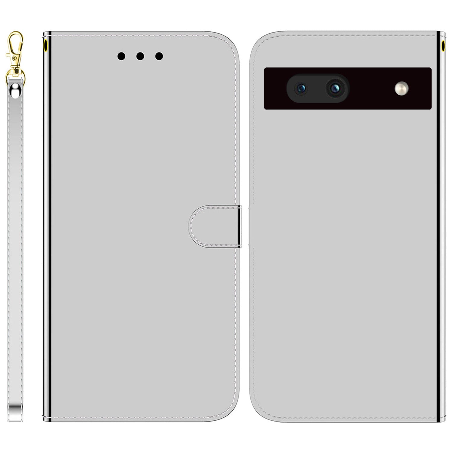 For Google Pixel 7a Mirror-like Surface PU Leather Wallet Phone Case Magnetic Clasp Stand Flip Phone Cover with Strap For Google Pixel 7a Mirror-like Surface PU Leather Wallet Phone Case Magnetic Clasp Stand Flip Phone Cover with Strap